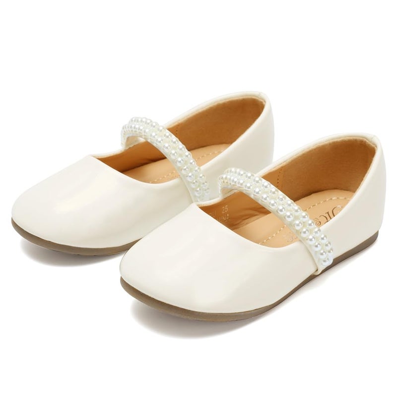 CIOR Toddler Girls Ballet Flats Shoes Ballerina Bowknot Jane Mary Princess Dress Shoes for Wedding Party School-VGZA2-pu-white-26N - Image 3